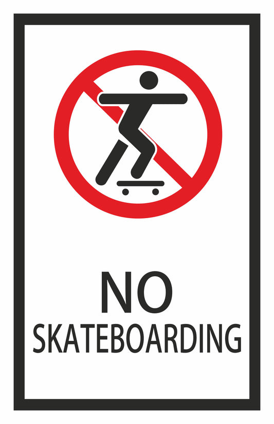 GLOBAL CARTELLO SEGNALETICO - NO SKATEBOARDING  - Adesivo Extra Resistente, Pannello in Forex, Pannello In Alluminio