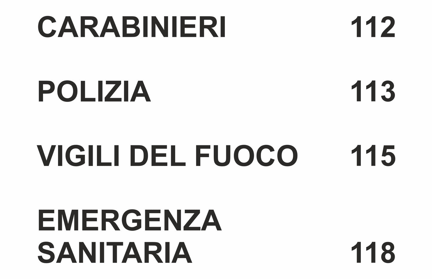 GLOBAL CARTELLO SEGNALETICO - NUMERI UTILI - Adesivo Extra Resistente, Pannello in Forex, Pannello In Alluminio