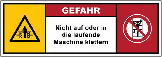GLOBAL CARTELLO SEGNALETICO UNI - Nicht auf oder in die laufende Maschine klettern - Adesivo Extra Resistente, Pannello in Forex, Pannello In Alluminio