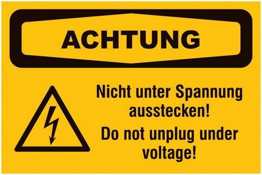 GLOBAL CARTELLO SEGNALETICO - Nicht unter Spannung ausstecken - Sicherheitsschilder, Elektrotechnik -  Adesivo Extra Resistente, Pannello in Forex, Pannello In Alluminio