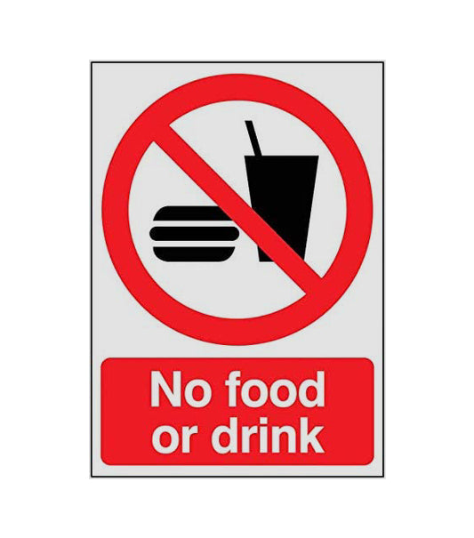 GLOBAL CARTELLO SEGNALETICO - No Food Or Drink  - Adesivo Extra Resistente, Pannello in Forex, Pannello In Alluminio