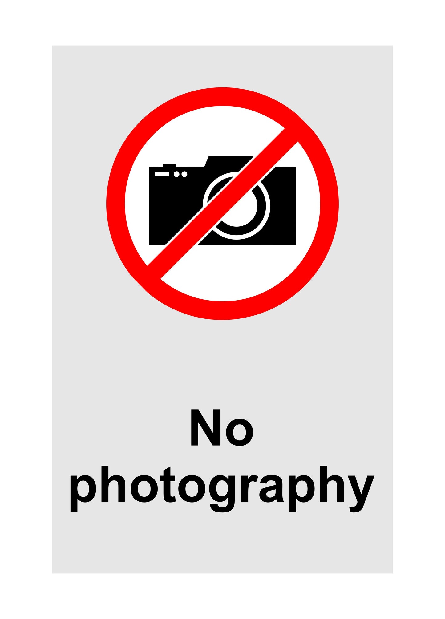 GLOBAL CARTELLO SEGNALETICO - No Photography - Adesivo Extra Resistente, Pannello in Forex, Pannello In Alluminio