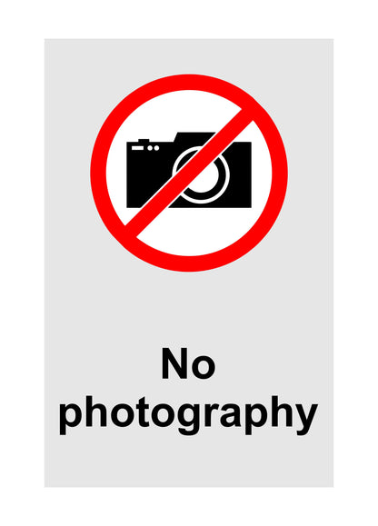 GLOBAL CARTELLO SEGNALETICO - No Photography - Adesivo Extra Resistente, Pannello in Forex, Pannello In Alluminio