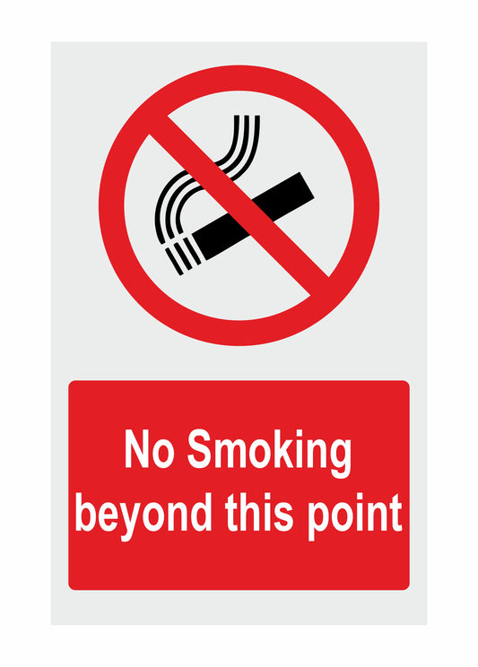 GLOBAL CARTELLO SEGNALETICO - No Smoking Beyond This Point - Adesivo Extra Resistente, Pannello in Forex, Pannello In Alluminio