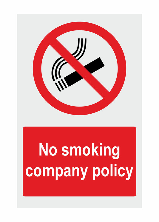 GLOBAL CARTELLO SEGNALETICO - No Smoking Company Policy - Adesivo Extra Resistente, Pannello in Forex, Pannello In Alluminio