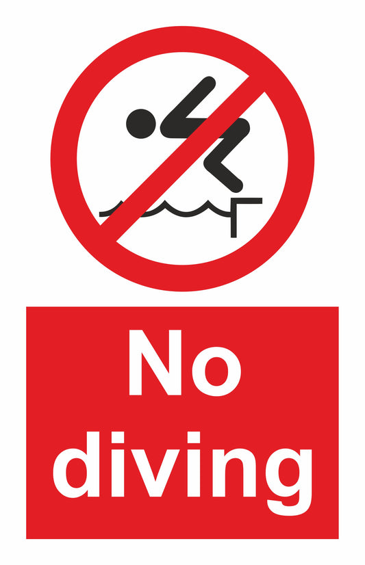 GLOBAL CARTELLO SEGNALETICO - No diving - Adesivo Extra Resistente, Pannello in Forex, Pannello In Alluminio