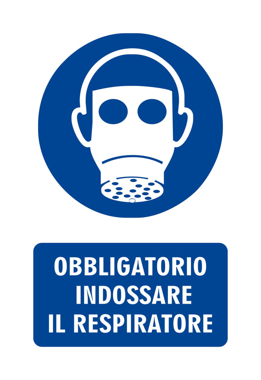 GLOBAL CARTELLO SEGNALETICO - OBBLIGATORIO INDOSSARE IL RESPIRATORE - Adesivo Resistente, Pannello in Forex, Pannello In Alluminio