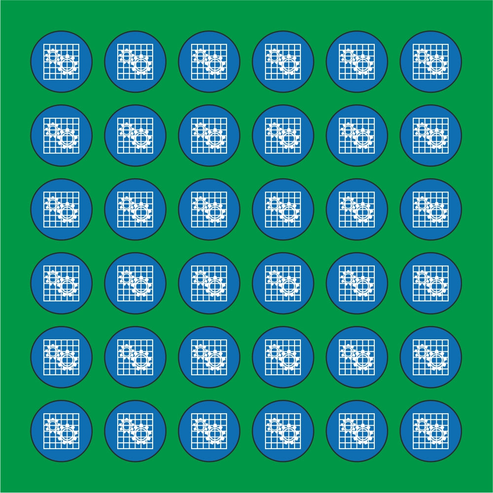 PACCO DA 6 KIT DI 6 ADESIVI ROTONDI - OBBLIGO DI APPLICARE IL RIPARO ALLE MACCHINE - Pittogramma ISO 7010 Con Stampa Diretta U.V.