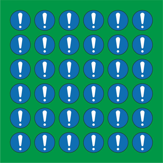 PACCO DA 6 KIT DI 6 ADESIVI ROTONDI - OBBLIGO GENERICO - Pittogramma ISO 7010 Con Stampa Diretta U.V.