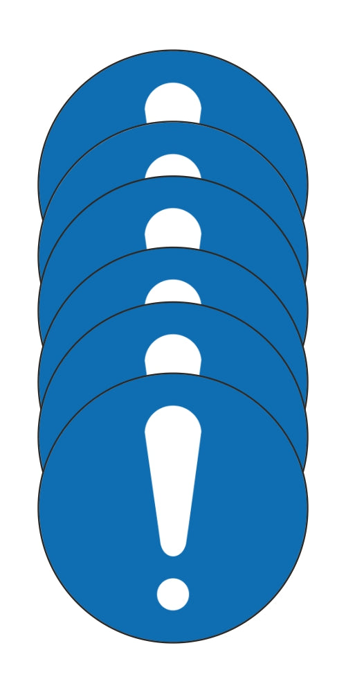 GLOBAL KIT DI 6 ADESIVI ROTONDI - OBBLIGO GENERICO - Pittogramma ISO 7010 Con Stampa Diretta U.V. (IDEALE ANCHE PER ESTERNO)