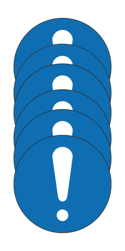 GLOBAL KIT DI 6 ADESIVI ROTONDI - OBBLIGO GENERICO - Pittogramma ISO 7010 Con Stampa Diretta U.V. (IDEALE ANCHE PER ESTERNO)