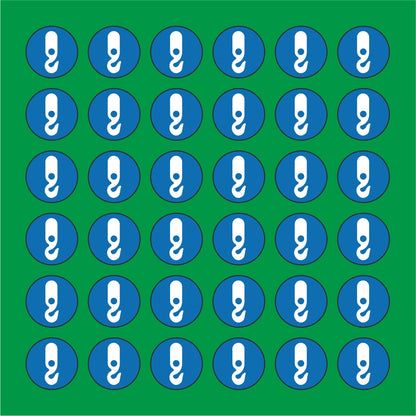 PACCO DA 6 KIT DI 6 ADESIVI ROTONDI - OBBLIGO PUNTO DI AGGANCIO - Pittogramma ISO 7010 Con Stampa Diretta U.V.