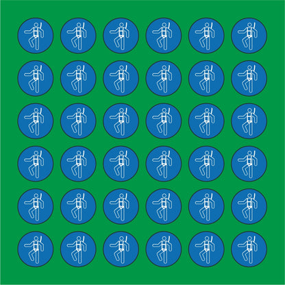 PACCO DA 6 KIT DI 6 ADESIVI ROTONDI - OBBLIGO USO CINTURA DI SICUREZZA - Pittogramma ISO 7010 Con Stampa Diretta U.V.