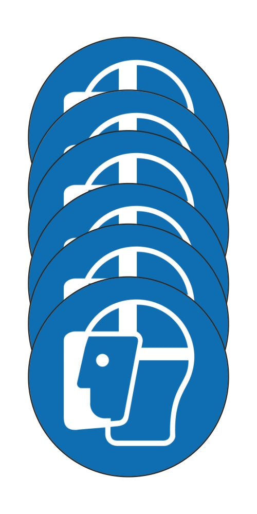 GLOBAL KIT DI 6 ADESIVI ROTONDI - OBBLIGO USO SCHERMO - Pittogramma ISO 7010 Con Stampa Diretta U.V. (IDEALE ANCHE PER ESTERNO)