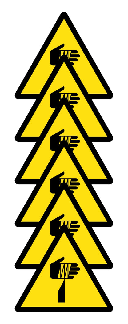 GLOBAL KIT DI 6 ADESIVI TRIANGOLARI - PERICOLO OGGETTO AFFILATO - Pittogramma ISO 7010 Con Stampa Diretta U.V. (IDEALE ANCHE PER ESTERNO)