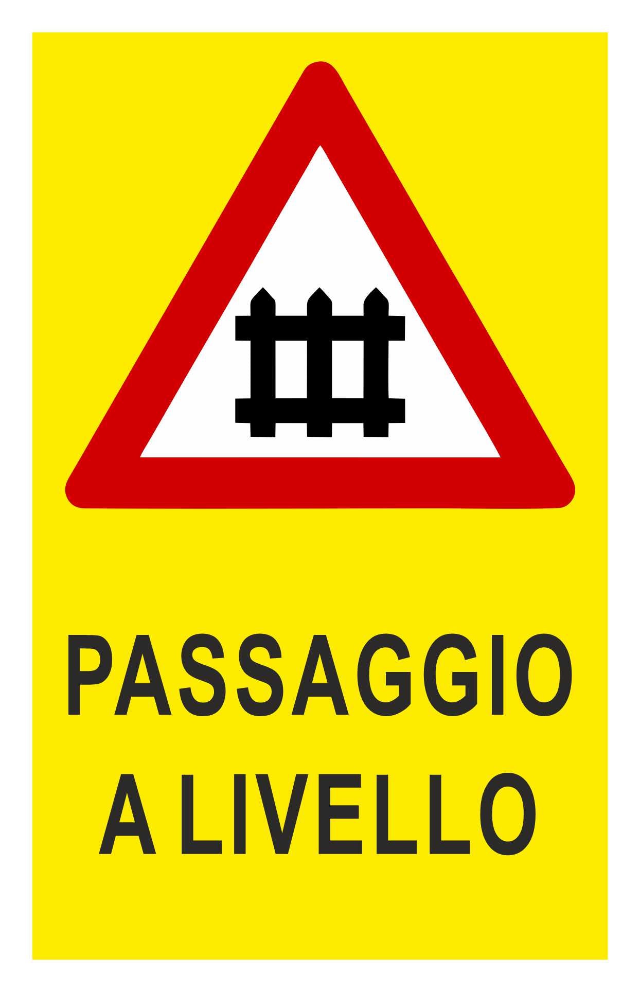 GLOBAL CARTELLO SEGNALETICO - PASSAGGIO A LIVELLO  - Adesivo Resistente, Pannello in Forex, Pannello In Alluminio