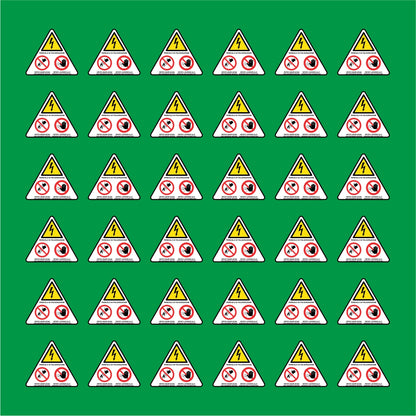 PACCO DA 6 KIT DI 6 ADESIVI TRIANGOLARI - PERICOLI DIVIETI PER CABINE ELETTRICHE - Pittogramma ISO 7010 Con Stampa Diretta U.V.