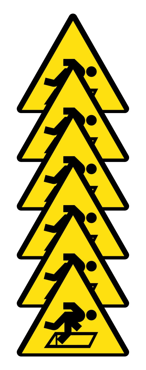 GLOBAL KIT DI 6 ADESIVI TRIANGOLARI - PERICOLO APERTURA NEL SUOLO - Pittogramma ISO 7010 Con Stampa Diretta U.V. (IDEALE ANCHE PER ESTERNO)