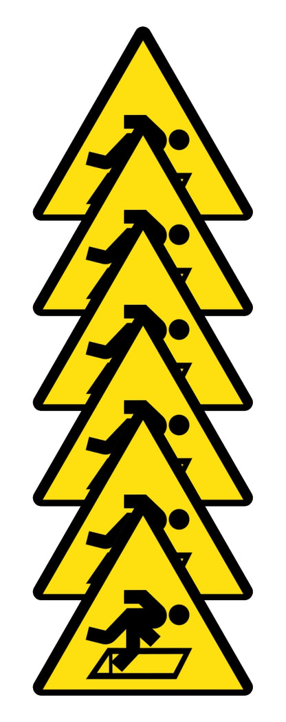 GLOBAL KIT DI 6 ADESIVI TRIANGOLARI - PERICOLO APERTURA NEL SUOLO - Pittogramma ISO 7010 Con Stampa Diretta U.V. (IDEALE ANCHE PER ESTERNO)