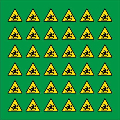 PACCO DA 6 KIT DI 6 ADESIVI TRIANGOLARI - PERICOLO APERTURA NEL SUOLO - Pittogramma ISO 7010 Con Stampa Diretta U.V.