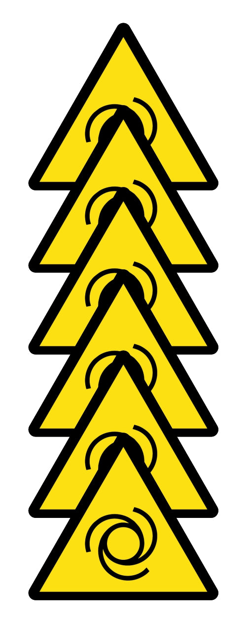 GLOBAL KIT DI 6 ADESIVI TRIANGOLARI - PERICOLO AVVIAMENTO AUTOMATICO - Pittogramma ISO 7010 Con Stampa Diretta U.V. (IDEALE ANCHE PER ESTERNO)