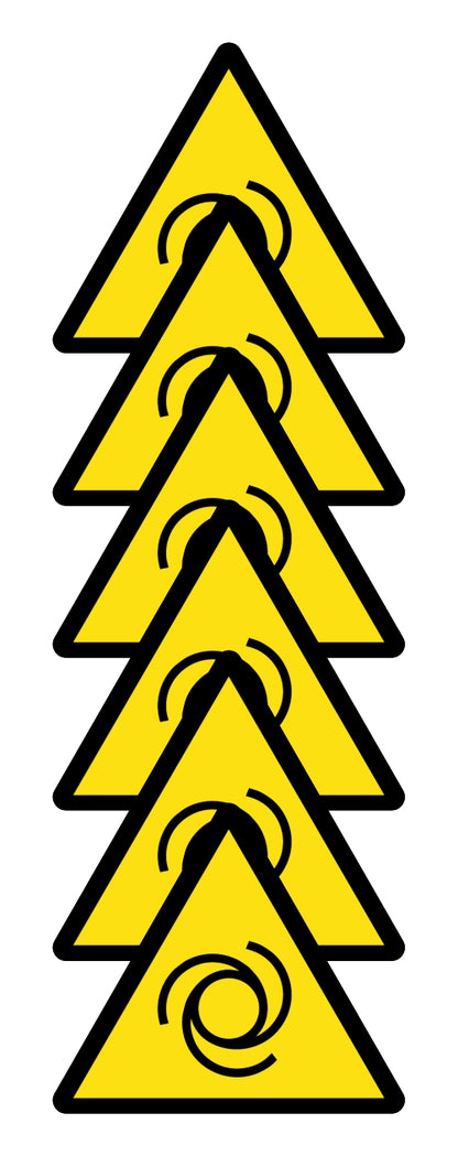 GLOBAL KIT DI 6 ADESIVI TRIANGOLARI - PERICOLO AVVIAMENTO AUTOMATICO - Pittogramma ISO 7010 Con Stampa Diretta U.V. (IDEALE ANCHE PER ESTERNO)