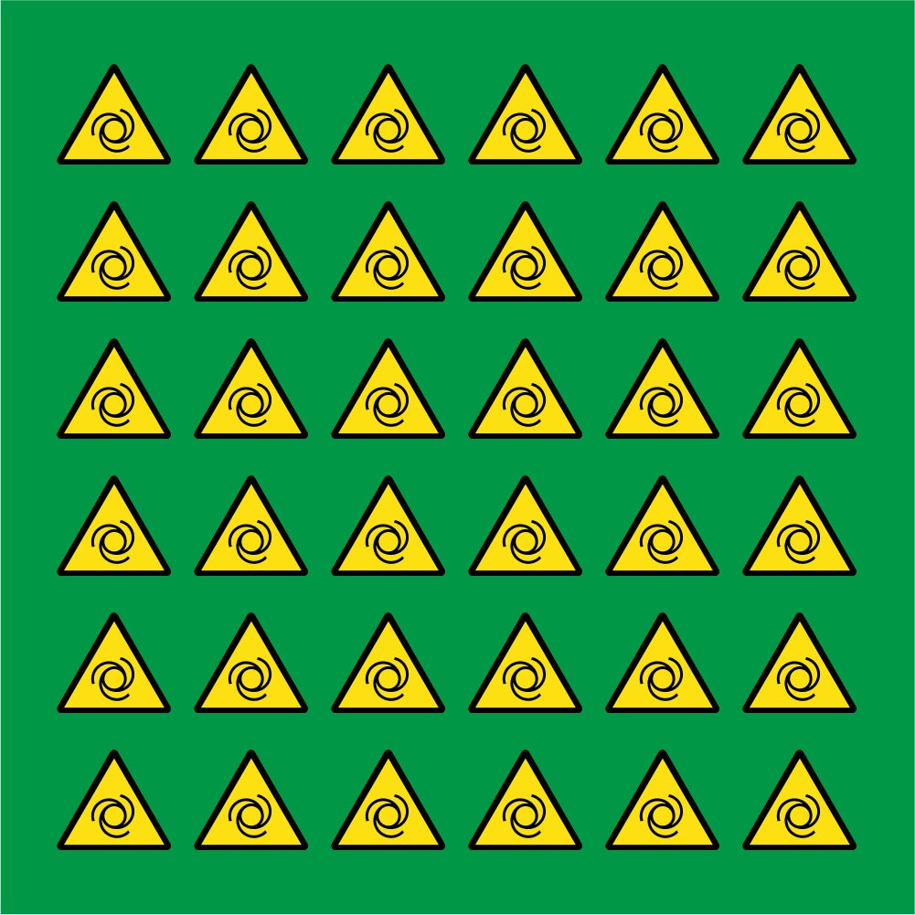 PACCO DA 6 KIT DI 6 ADESIVI TRIANGOLARI - PERICOLO AVVIAMENTO AUTOMATICO - Pittogramma ISO 7010 Con Stampa Diretta U.V.
