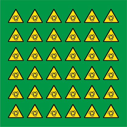 PACCO DA 6 KIT DI 6 ADESIVI TRIANGOLARI - PERICOLO AVVIAMENTO AUTOMATICO - Pittogramma ISO 7010 Con Stampa Diretta U.V.