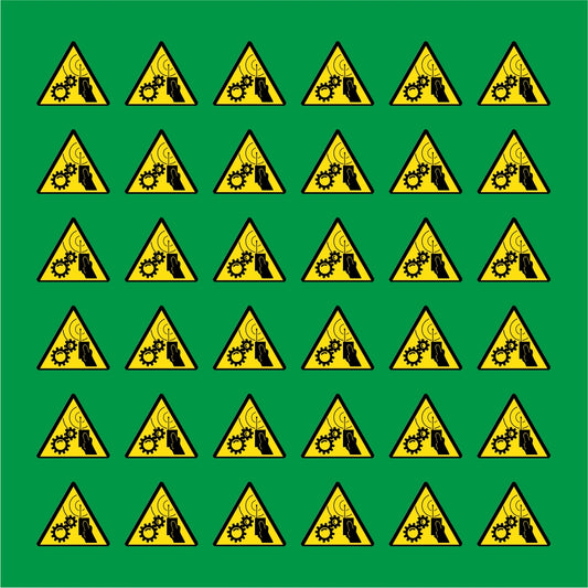 PACCO DA 6 KIT DI 6 ADESIVI TRIANGOLARI - PERICOLO AVVIAMENTO AUTOMATICO CON COMANDO A DISTANZA - Pittogramma ISO 7010 Con Stampa Diretta U.V.
