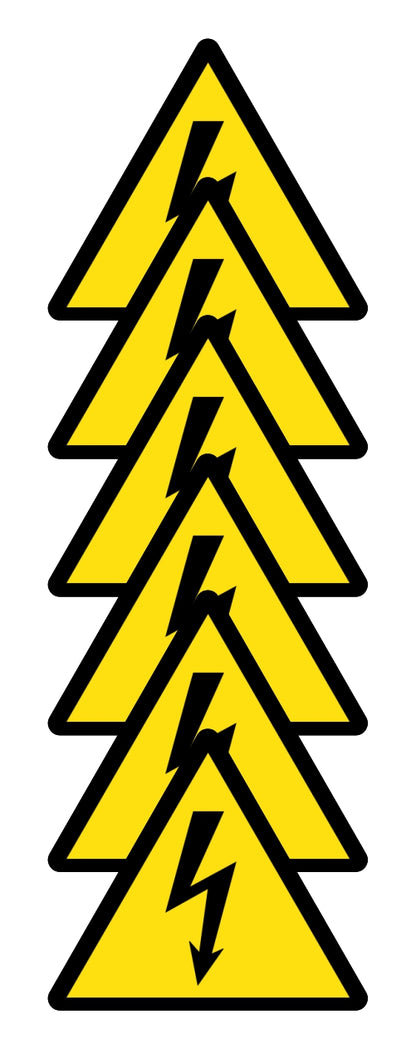 GLOBAL KIT DI 6 ADESIVI TRIANGOLARI - PERICOLO CORRENTE ELETTRICA - Pittogramma ISO 7010 Con Stampa Diretta U.V. (IDEALE ANCHE PER ESTERNO)
