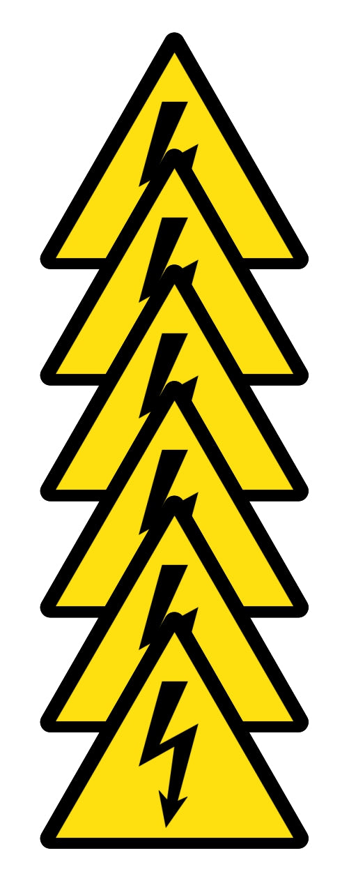 GLOBAL KIT DI 6 ADESIVI TRIANGOLARI - PERICOLO CORRENTE ELETTRICA - Pittogramma ISO 7010 Con Stampa Diretta U.V. (IDEALE ANCHE PER ESTERNO)