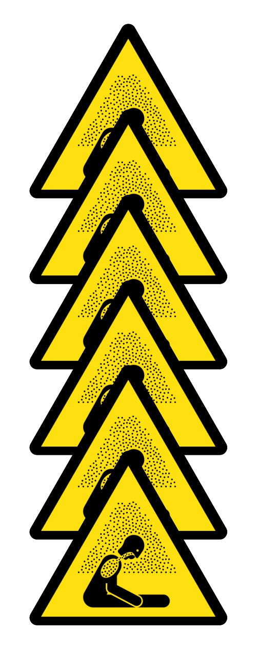 GLOBAL KIT DI 6 ADESIVI TRIANGOLARI - PERICOLO DI ASFISSIA - Pittogramma ISO 7010 Con Stampa Diretta U.V. (IDEALE ANCHE PER ESTERNO)