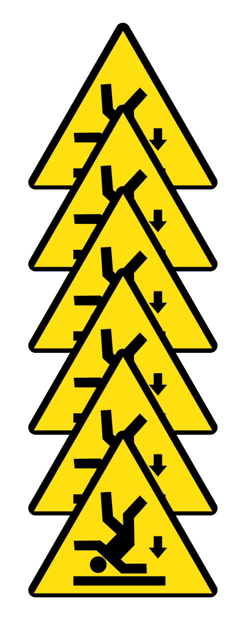 GLOBAL KIT DI 6 ADESIVI TRIANGOLARI - PERICOLO DI CADUTA - Pittogramma ISO 7010 Con Stampa Diretta U.V. (IDEALE ANCHE PER ESTERNO)