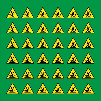 PACCO DA 6 KIT DI 6 ADESIVI TRIANGOLARI - PERICOLO DI CADUTA - Pittogramma ISO 7010 Con Stampa Diretta U.V.