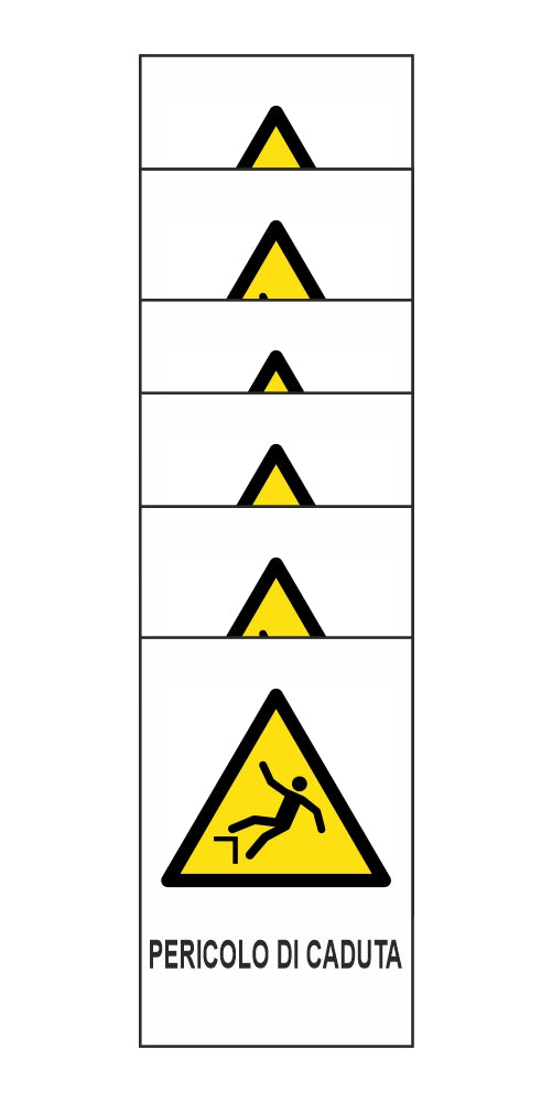 KIT DI 6 ADESIVI RETTANGOLARI - PERICOLO DI CADUTA - Pittogramma ISO 7010 Con Stampa Diretta U.V. (IDEALE ANCHE PER ESTERNO)