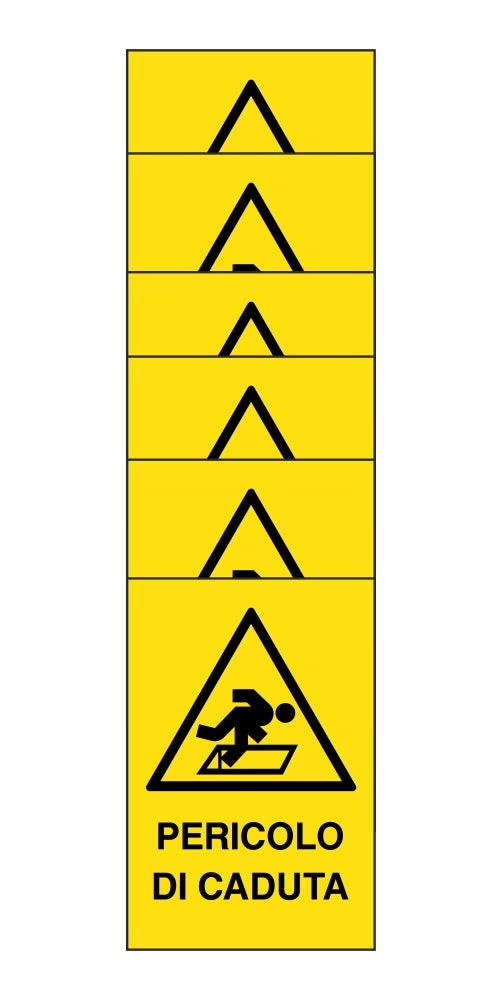 KIT DI 6 ADESIVI RETTANGOLARI - PERICOLO DI CADUTA - Pittogramma ISO 7010 Con Stampa Diretta U.V. (IDEALE ANCHE PER ESTERNO)
