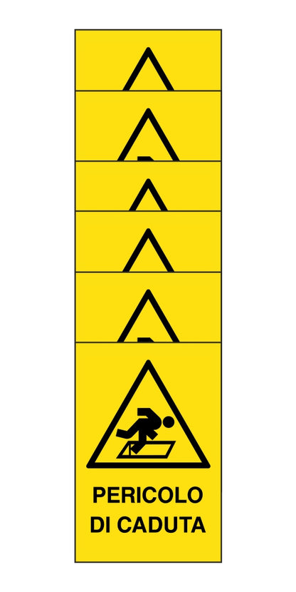 KIT DI 6 ADESIVI RETTANGOLARI - PERICOLO DI CADUTA - Pittogramma ISO 7010 Con Stampa Diretta U.V. (IDEALE ANCHE PER ESTERNO)