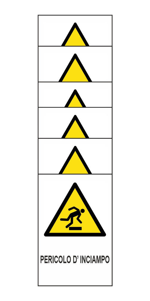 KIT DI 6 ADESIVI RETTANGOLARI - PERICOLO D'INCIAMPO - Pittogramma ISO 7010 Con Stampa Diretta U.V. (IDEALE ANCHE PER ESTERNO)