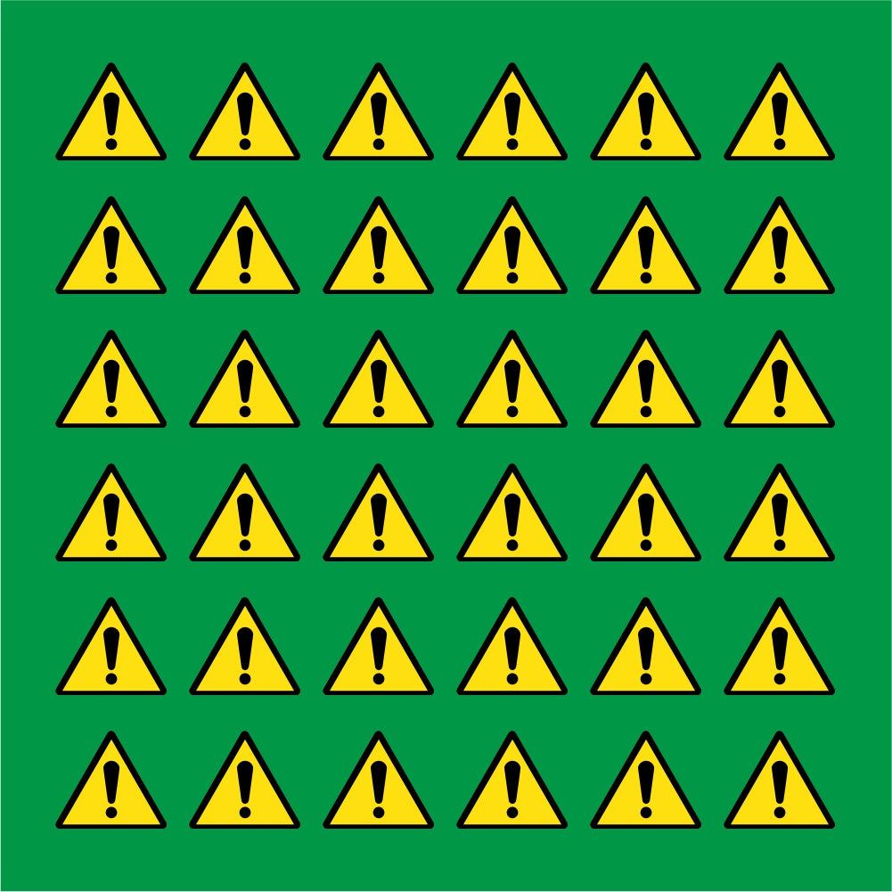 PACCO DA 6 KIT DI 6 ADESIVI TRIANGOLARI - PERICOLO GENERICO - Pittogramma ISO 7010 Con Stampa Diretta U.V.