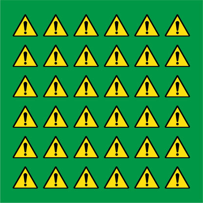 PACCO DA 6 KIT DI 6 ADESIVI TRIANGOLARI - PERICOLO GENERICO - Pittogramma ISO 7010 Con Stampa Diretta U.V.