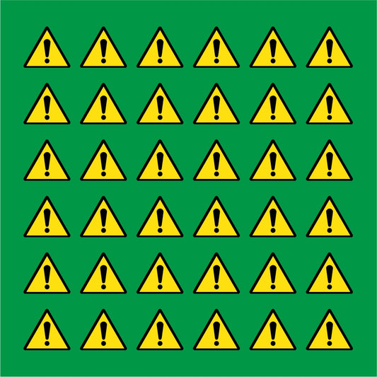 PACCO DA 6 KIT DI 6 ADESIVI TRIANGOLARI - PERICOLO GENERICO - Pittogramma ISO 7010 Con Stampa Diretta U.V.