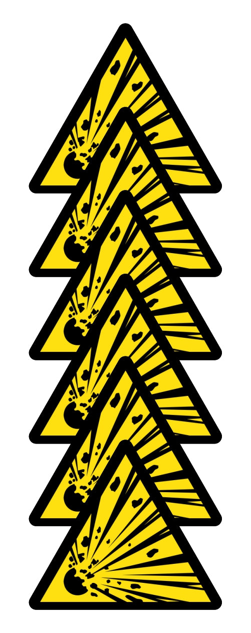 GLOBAL KIT DI 6 ADESIVI TRIANGOLARI - PERICOLO MATERIALE ESPLOSIVO - Pittogramma ISO 7010 Con Stampa Diretta U.V. (IDEALE ANCHE PER ESTERNO)