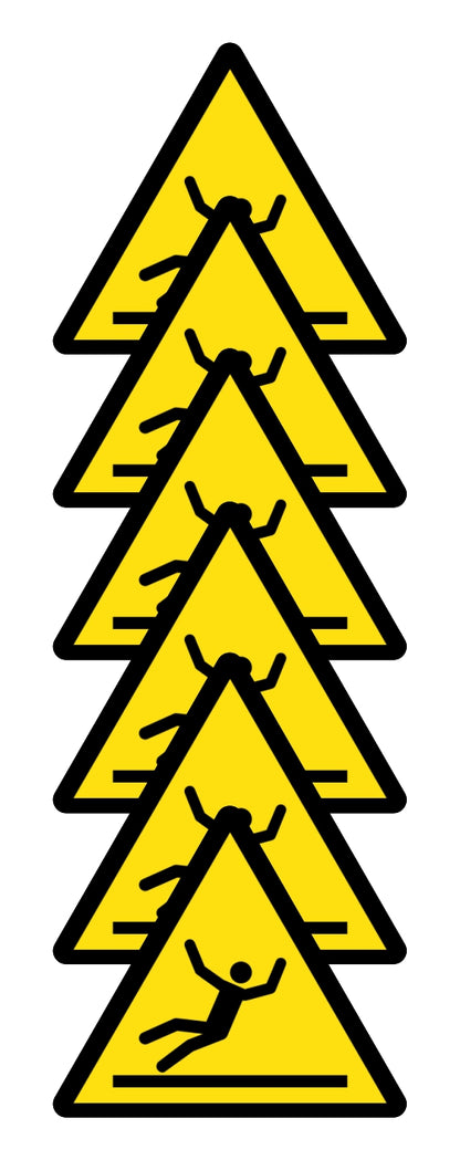 GLOBAL KIT DI 6 ADESIVI TRIANGOLARI - PERICOLO PAVIMENTO SCIVOLOSO - Pittogramma ISO 7010 Con Stampa Diretta U.V. (IDEALE ANCHE PER ESTERNO)