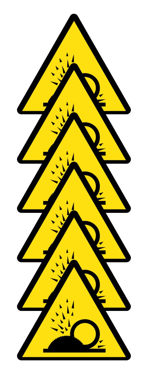 GLOBAL KIT DI 6 ADESIVI TRIANGOLARI - PERICOLO PROIEZIONI SCHEGGE - Pittogramma ISO 7010 Con Stampa Diretta U.V. (IDEALE ANCHE PER ESTERNO)