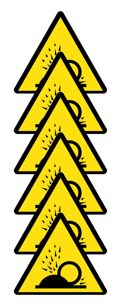 GLOBAL KIT DI 6 ADESIVI TRIANGOLARI - PERICOLO PROIEZIONI SCHEGGE - Pittogramma ISO 7010 Con Stampa Diretta U.V. (IDEALE ANCHE PER ESTERNO)