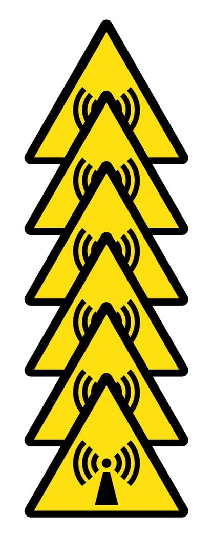 GLOBAL KIT DI 6 ADESIVI TRIANGOLARI - PERICOLO RADIAZIONI NON IONIZZANTI - Pittogramma ISO 7010 Con Stampa Diretta U.V. (IDEALE ANCHE PER ESTERNO)