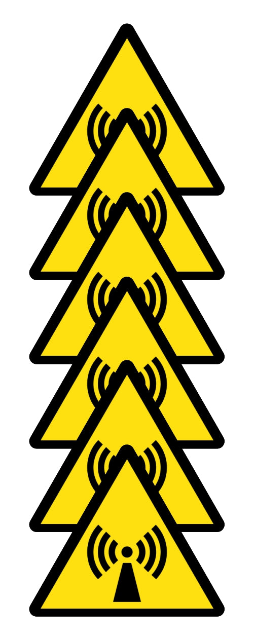 GLOBAL KIT DI 6 ADESIVI TRIANGOLARI - PERICOLO RADIAZIONI NON IONIZZANTI - Pittogramma ISO 7010 Con Stampa Diretta U.V. (IDEALE ANCHE PER ESTERNO)