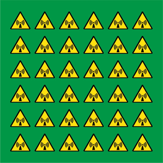 PACCO DA 6 KIT DI 6 ADESIVI TRIANGOLARI - PERICOLO RADIAZIONI NON IONIZZANTI - Pittogramma ISO 7010 Con Stampa Diretta U.V.