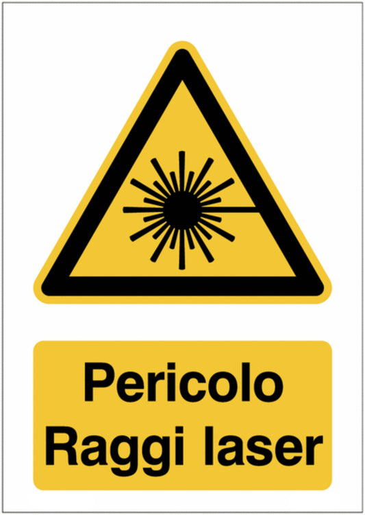 GLOBAL CARTELLO SEGNALETICO - PERICOLO RAGGI LASER - Vietato ai pedoni - Adesivo Extra Resistente, Pannello in Forex, Pannello In Alluminio