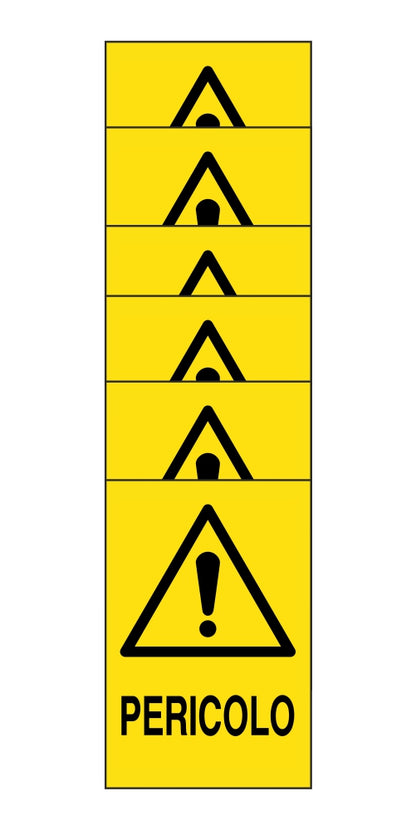 KIT DI 6 ADESIVI RETTANGOLARI - PERICOLO - Pittogramma ISO 7010 Con Stampa Diretta U.V. (IDEALE ANCHE PER ESTERNO)